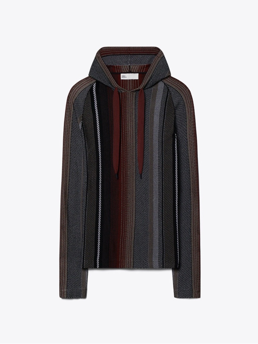 Tory Burch Fall 2024 Runway Striped Viscose Hooded Long Sleeve M As Seen On
